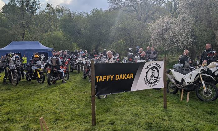 Riders at the event check in
